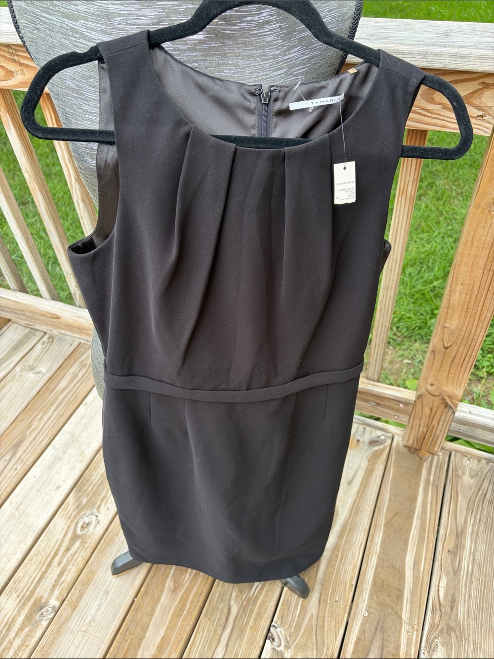 Tahari ASL Black Sleeveless Pleated Sheath Dress New with tags.